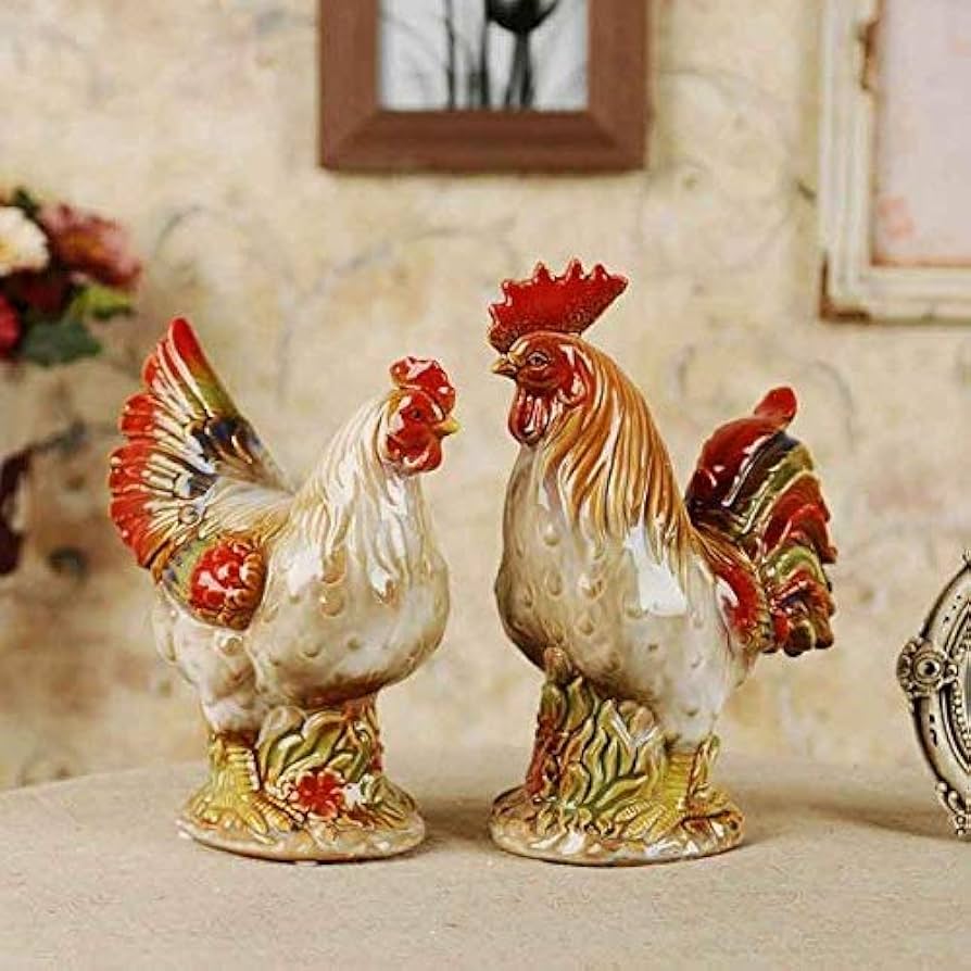 Amazon.com: ZAMTAC Vintage Colorful 2PCS Ceramic Chicken